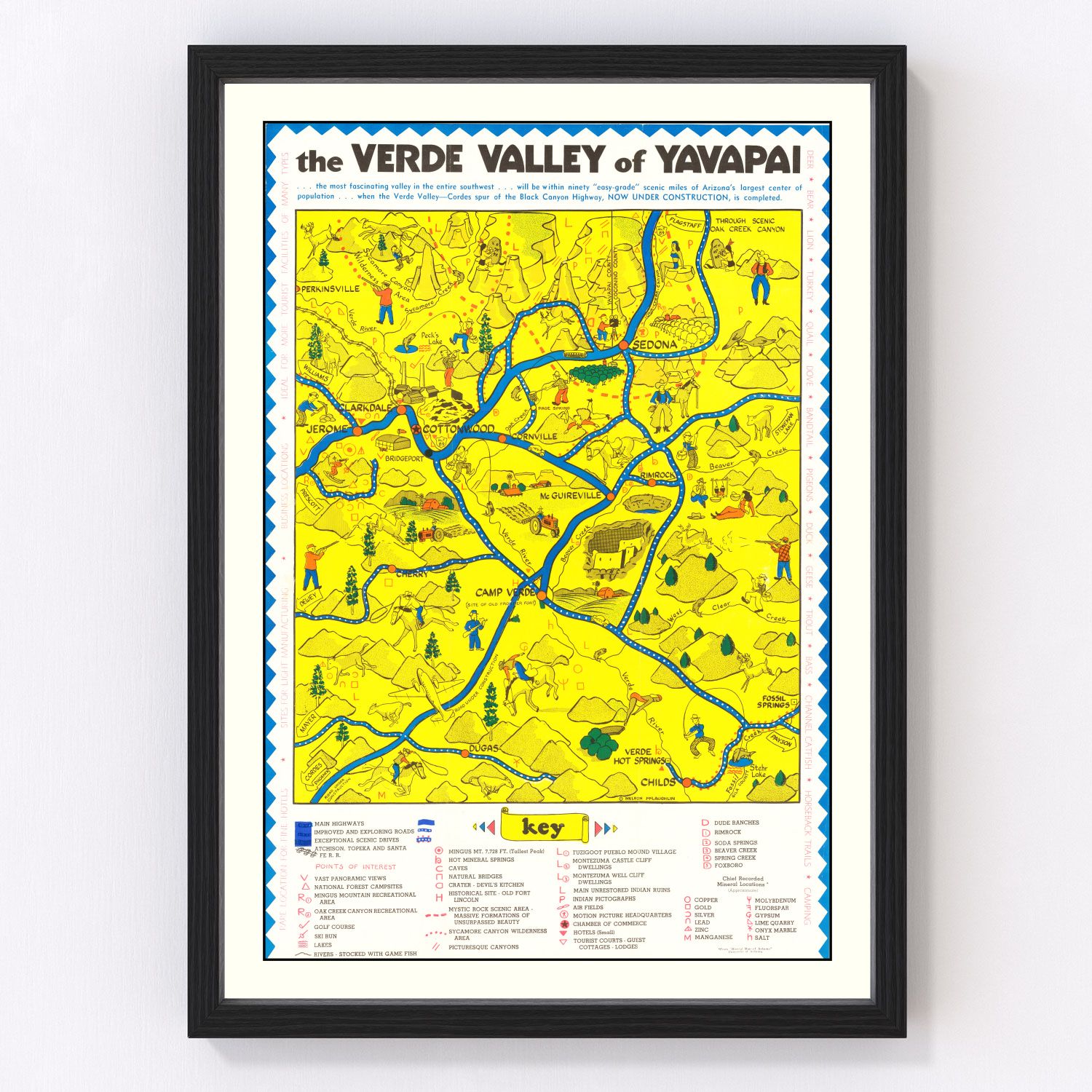Vintage Verde Valley, AZ Map 1950