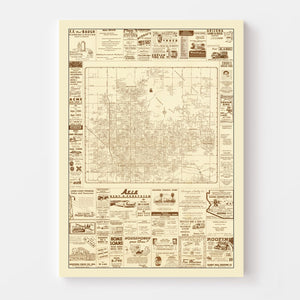 Vintage Map of Phoenix, Arizona 1956