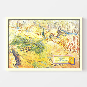 Vintage Map of Phoenix & Central Arizona 1960