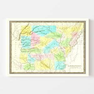 Vintage Map of Arkansas 1836