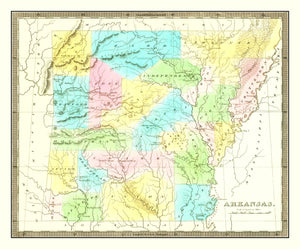 Vintage Map of Arkansas 1836