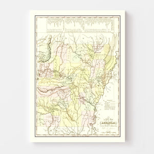 Vintage Map of Arkansas 1836
