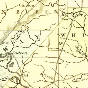 Vintage Map of Arkansas 1836