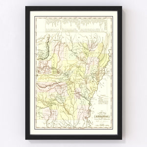 Vintage Map of Arkansas 1836