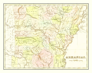 Vintage Map of Arkansas 1838
