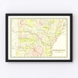 Vintage Map of Arkansas 1838