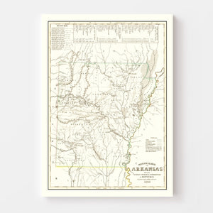 Vintage Map of Arkansas 1845