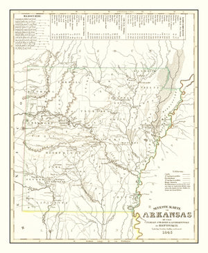 Vintage Map of Arkansas 1845