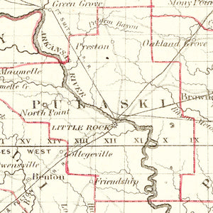 Vintage Map of Arkansas 1855