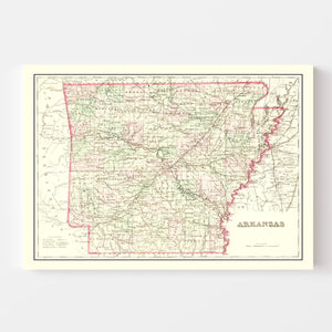 Vintage Map of Arkansas 1876