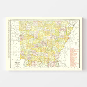 Vintage Map of Arkansas 1917