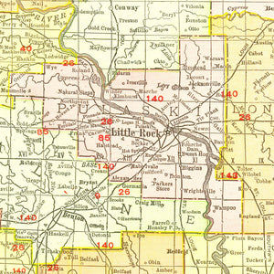 Vintage Map of Arkansas 1917