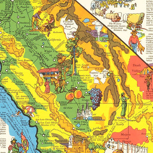 Vintage Pictorial Map of California 1938