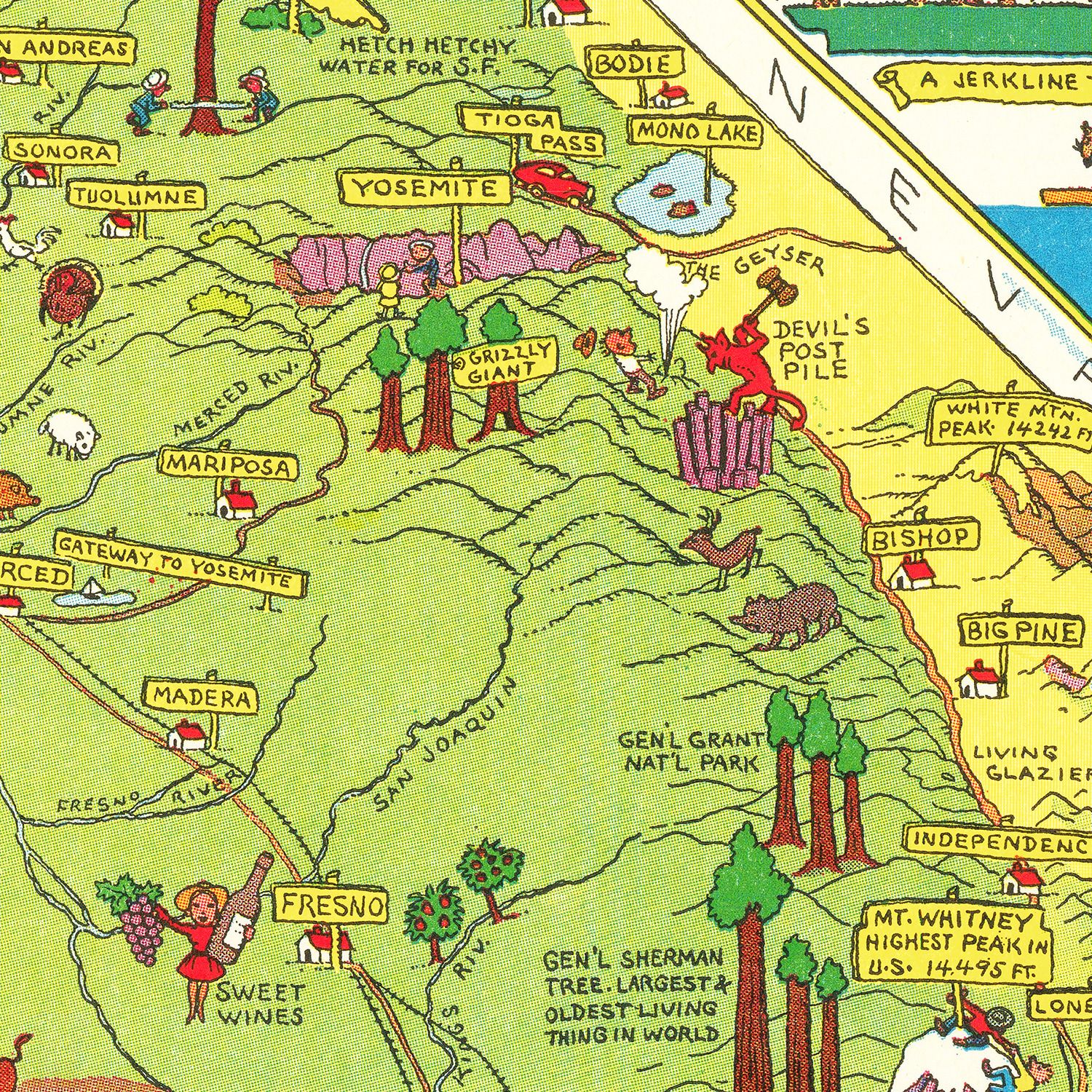 Vintage Pictorial Map of California 1945
