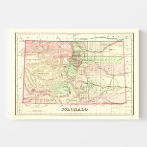 Vintage Map of Colorado 1876