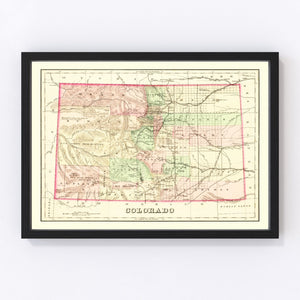 Vintage Map of Colorado 1876