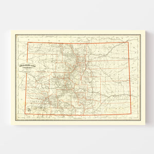Vintage Map of Colorado 1884