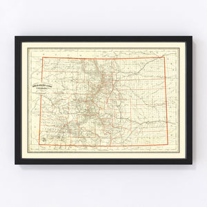 Vintage Map of Colorado 1884