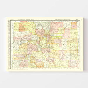 Vintage Map of Colorado 1908