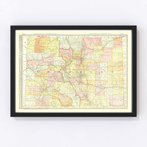 Vintage Map of Colorado 1908