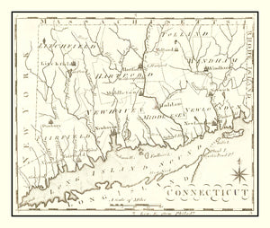 Vintage Map of Connecticut 1795