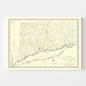 Vintage Map of Connecticut 1796
