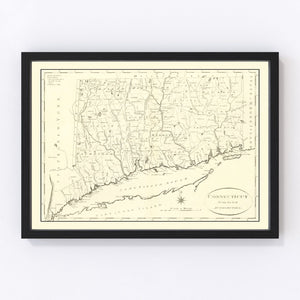 Vintage Map of Connecticut 1796