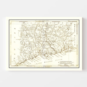 Vintage Map of Connecticut 1814