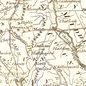 Vintage Map of Connecticut 1814