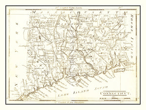 Vintage Map of Connecticut 1814