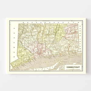 Vintage Map of Connecticut 1856