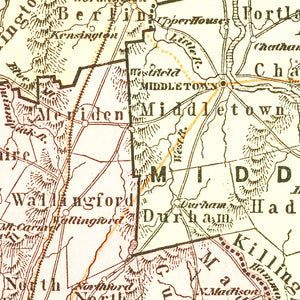 Vintage Map of Connecticut 1856