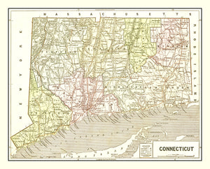 Vintage Map of Connecticut 1856