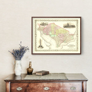 Vintage Georgetown & Washington DC Map 1856