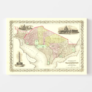 Vintage Georgetown & Washington DC Map 1856