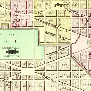 Vintage Georgetown & Washington DC Map 1856
