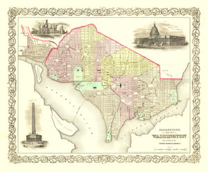 Vintage Georgetown & Washington DC Map 1856