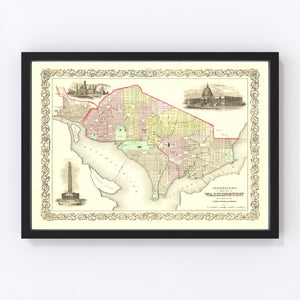 Vintage Georgetown & Washington DC Map 1856