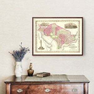 Vintage Map of Washington, DC 1866