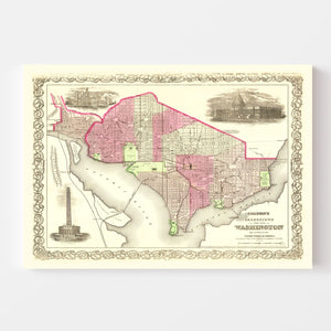Vintage Map of Washington, DC 1866