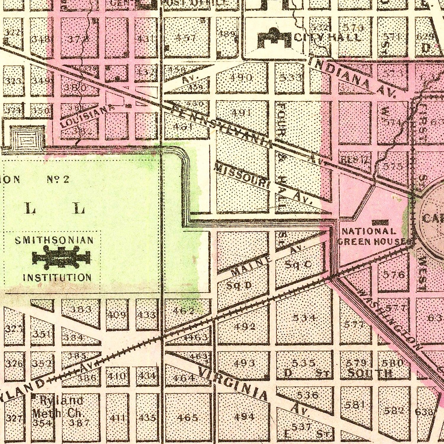 Vintage Map of Washington, DC 1866