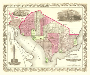 Vintage Map of Washington, DC 1866