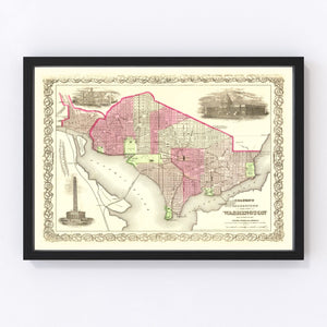 Vintage Map of Washington, DC 1866