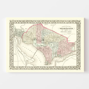 Vintage Map of Washington, DC 1878