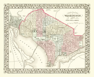 Vintage Map of Washington, DC 1878
