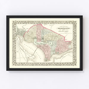 Vintage Map of Washington, DC 1878