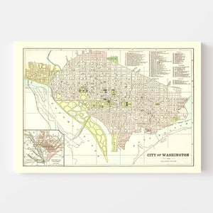 Vintage Map of Washington, DC 1893