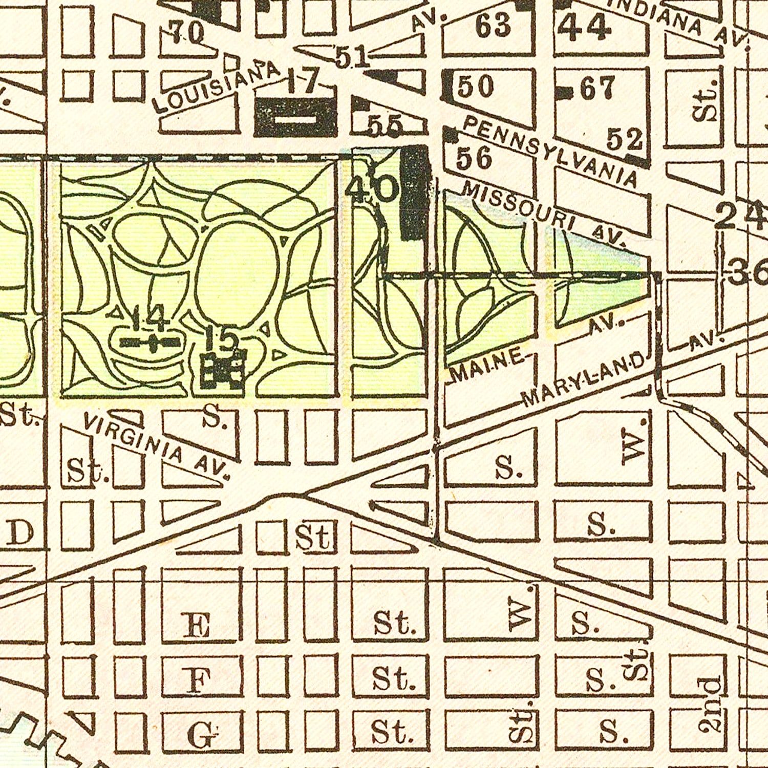 Vintage Map of Washington, DC 1893