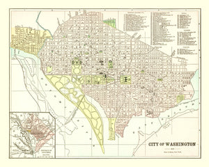 Vintage Map of Washington, DC 1893