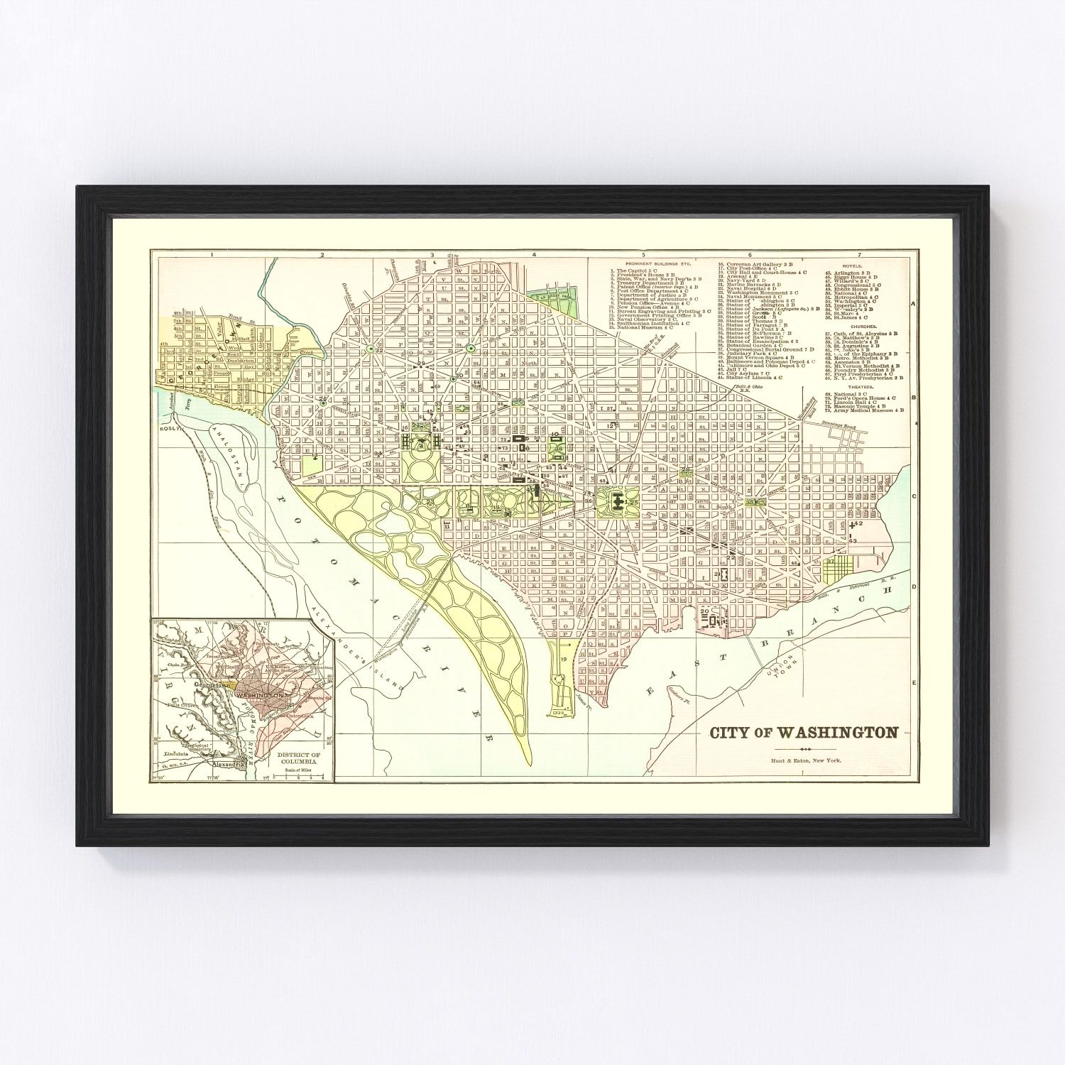 Vintage Map of Washington, DC 1893